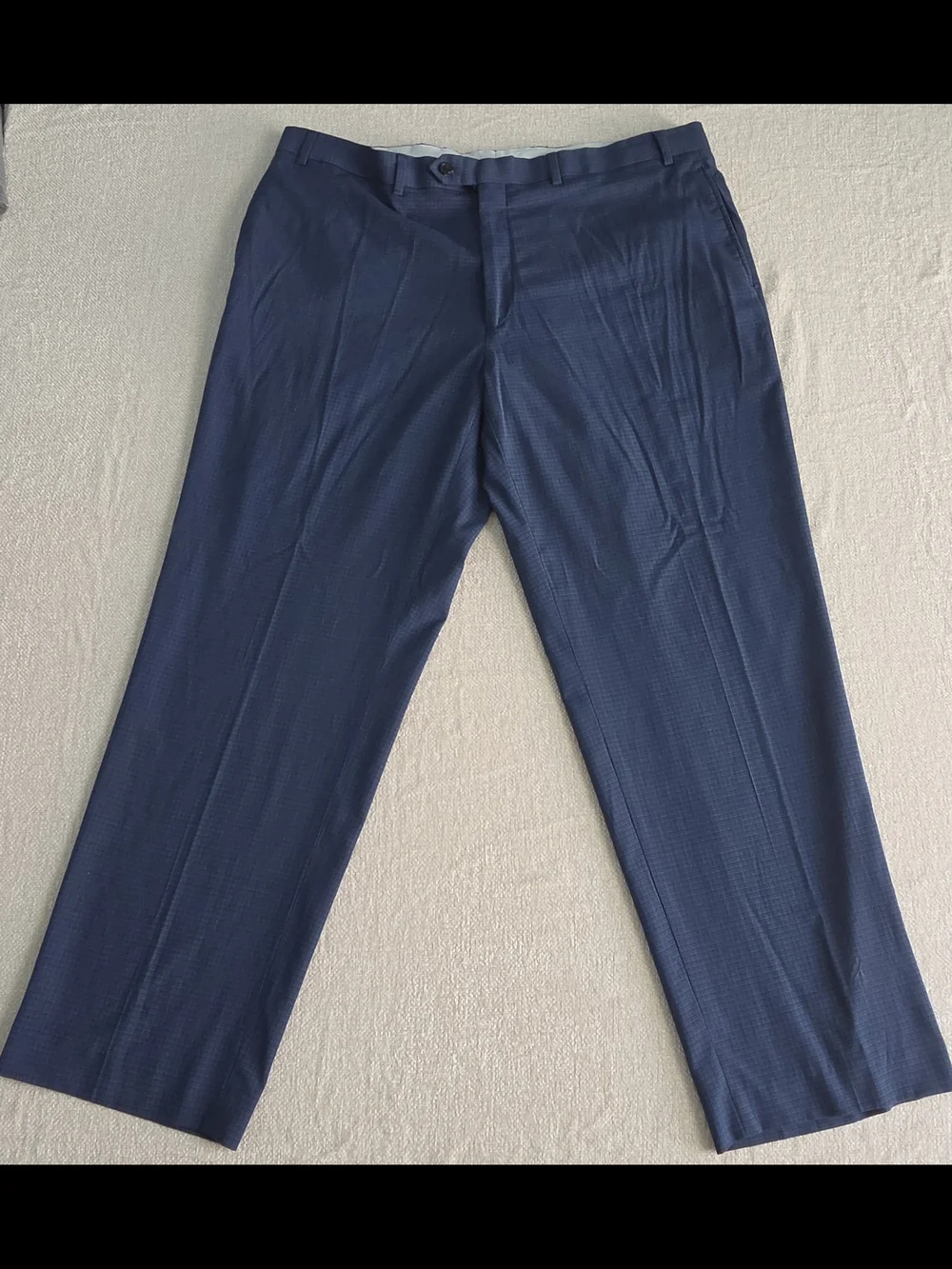 Ralph Lauren Classic Fit Dress Pants 42x30 Blue Check Flat Front Stretch Mens